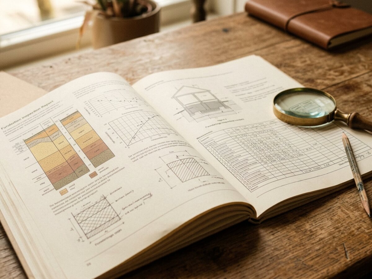 Funderingsdossier met bouwtekening en bodemgegevens op tafel